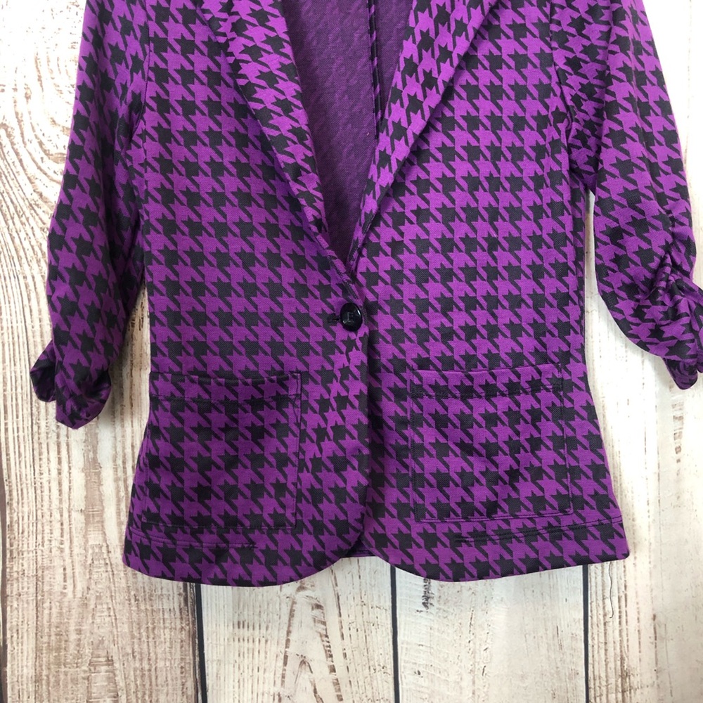 ๐3/$10๐ Purple Checkered Blazer 3/4 Sleeve Small - Picture 3 of 7